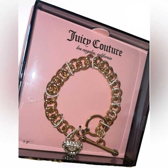 Juicy Couture Link chain Heart charm bracelet New - Picture 2 of 8